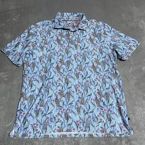 Tommy Bahama Polo Shirt Mens Large Tiki Blue Short Sleeve Collared Beach